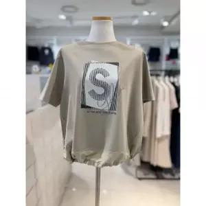 한정수량 숲(SOUP) 밑단스트링 프린팅 반팔티셔츠(2colors)/OCXST23 카키, 66