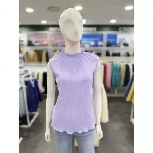 한정수량 [크로커다일레이디] 플리츠 주름 민소매 티셔츠 바이올렛 CLEM-TS133