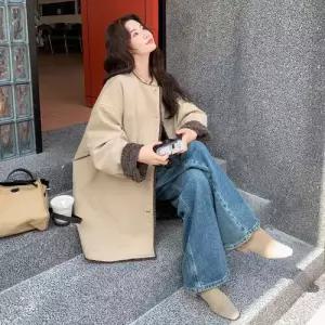 와칸다 여친 여성 하프 코트 모피 양면 스웨이드 도톰 KKE1
