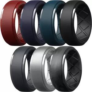 나로 남성용 실리콘 링 10mm 너비 두꺼운 고무 웨딩 밴드 멀티팩 1/4/7 통기성 편안한 운동용 핏