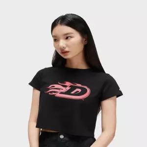 디키즈 플레임 D 크롭 티셔츠 Black 376483