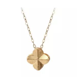 미니아트 14K 컷팅 네잎클로버 스지 펜던트 금 체인 목걸이 42cm