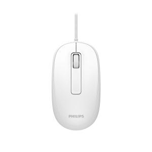 필립스 SPK7238 저소음 양손 유선 마우스 화이트