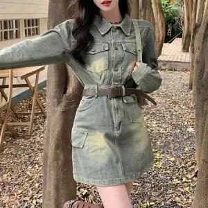 셀럽하우스 봄 가을 데님 미니 원피스 캐쥬얼 청치마 청원피스