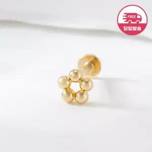 [비앤비골드] 당일발송 14K 골드볼 플라워 인터널 라블렛 피어싱 한쪽 JAE42474
