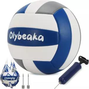 Olybeaka 공식 사이즈 5 PU 실내 야외용 방수 및 내구성이 뛰어난 비치 파크 게임 체육관 연습용 펌프 헤비