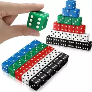 Poen 30pcs 스탠다드 주사위 25mm 카지노 테마 파티 대형 불투명 점보 아크릴 D6 벌크 체에 보드
