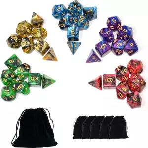 스마트딜스프로 5 x 7 다이 더블 컬러 다면체 주사위 세트 D DND RPG MTG 던전 및 드래곤 테이블 보드 롤