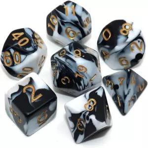 크리바이 DND RPG 다면체 주사위 세트 블랙 앤 화이트 던전 드래곤즈 D 패스파인더 롤플레잉 가방으로 게임