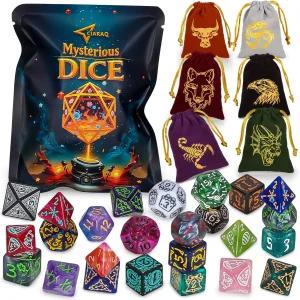 CiaraQ 다면체 주사위 세트 - 던전 앤 드래곤 RPG 테이블 게임의 DND 롤플레잉 랜덤 컬러 7pcs