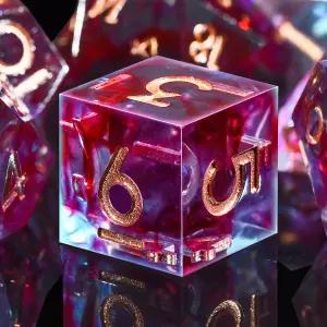 던전 앤 드래곤즈 D RPG MTG 테이블 게임용 AUSTOR 7-다이 DND 주사위 세트 수제 샤프 엣지 다면체 파란색