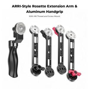 HDRig ARRI 스타일 로제트 연장 암 (M6 나사산 및 마운트 포함) 카메라 숄더 리그 핸들 그립용