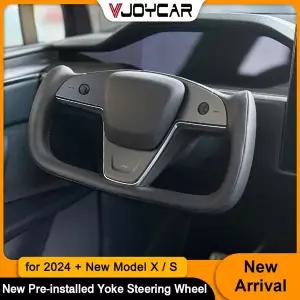 테슬라 모델 X 모델 S 2024-2026용 Vjoycar 요크 스티어링 휠 맞춤형 가열 스포츠 레이싱 핸들 나파 가죽
