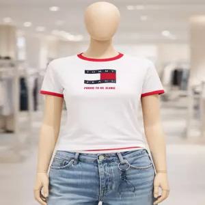 타미힐피거 타미진 캐주얼 플래그 노벨티 링거 반팔 티셔츠 여성 TOMMYBSTTO048W1 220927