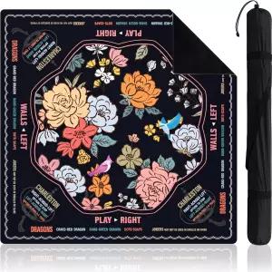테이블용 규칙이 있는 소울첸 블랙 아메리칸 마작 매트 주름 없음 선박 롤링 31.5 x 논슬립 소음 감소