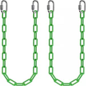 2Pcs 40인치 대형 걸이 체인 카라비너 1000LB 용량 스윙 연장 후크 해먹 의자 펀칭 백 에그 그린 코팅