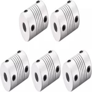 uxcell 6mm 알루미늄 합금 샤프트 커플링 플렉시블 커플러 모터 커넥터 조인트 L25xD19 실버 5pcs