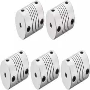 uxcell 3mm 알루미늄 합금 샤프트 커플링 플렉시블 커플러 모터 커넥터 조인트 L25xD19 실버 5pcs