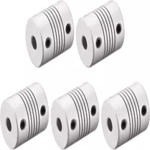 uxcell 5mm 알루미늄 합금 샤프트 커플링 플렉시블 커플러 모터 커넥터 조인트 L25xD19 실버 5pcs