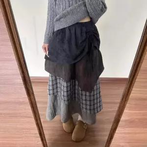여자 치마 스커트 가을 빈티지 봄 롱 체크 멀티 배색 케이크 원픽3