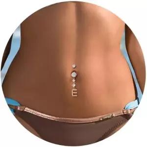 여성용 투란도스 14G 초기 배꼽링 14K 골드 도금 원형 CZ 레터 A-Z 펜던트 바디 피어싱 주얼리용 벨링