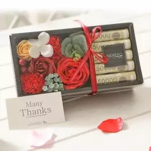 쁘띠로즈 용돈박스(S) 레드 어버이날 용돈케이크 선물 돈나오는케이크 (WA116FD)