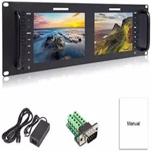 듀얼 7인치 3RU IPS 1920x1200 브로드캐스트 LCD 랙 마운트 모니터(3G-SDI HDMI AV 입력 및 출력 D71 Plus