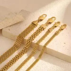 여성을위한 우아한 큐빅 지르코니아 팔찌 나비 Chain18k 골드 도금 스테인레스 스틸 웨딩 약혼 세트 쥬얼리