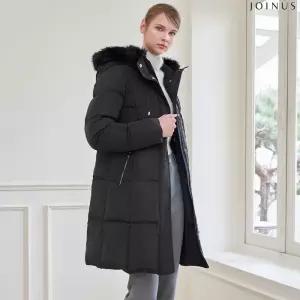 조이너스 블랙 퍼 트리밍 다운 코트 J244B801A11 1300683