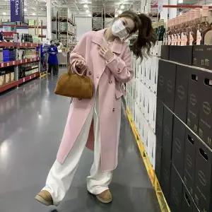 블랙팬서 여성 롱 모직 더블 오버 코트 슬림핏 트렌드 OPH1