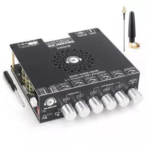 X400HS 2.1 채널 블루투스 5.0 앰프 보드 TPA3223 칩 200W+200W+400W 출력 12-42V DC(6개의 노브 컨트롤