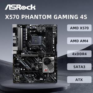 ASRock X570 팬텀 게이밍 4S 메인보드, 5500 5600 5700X 5800X3D CPU, DDR4, M.2 NVME, HDMI, PCIe 4.0, X5