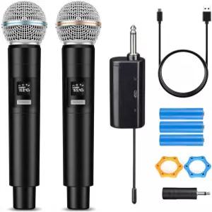 HUACAM 프로페셔널 노래방 마이크 세트 듀얼 보컬 픽업 간편한 설정 USB 충전식 LED 디스플레이 기기와