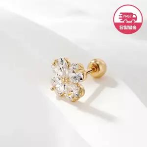 [비앤비골드] 당일발송 14K 하트 큐빅 플라워 피어싱 한쪽 JAE42452