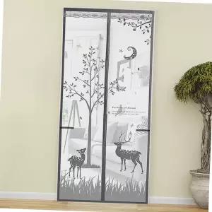 현관문 자석 방충망 100x210cm 사슴 패턴 그레이 방문 모기장 벌레 차단 방문모기장 현관모기장 현관문방충망