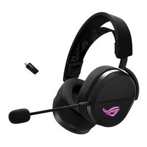 ASUS ROG PELTA 탈착식 마이크가 있는 70시간 무선 트라이모드 50MM PC, (BT, 티타늄 PS5, PS4, 헤드셋 USB-C) 스위치, - 블랙 드라이버, 도금 인체 경량, 모바일용 배터리, 2.4GHZ, 공학적, 게이밍
