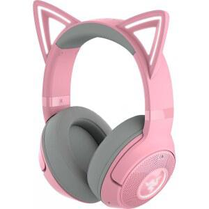 RAZER KRAKEN V2 BT 무선 RGB 타입 이어 충전 C 블루투스 키티 40시간 경량 쿼츠 이어컵 마이크 드라이버 헤드셋: 배터리 5.2-40MM 크로마 - 노이즈 포함 핑크 및 캔슬링