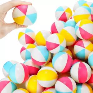 Jexine 100PCS 미니 비치 스트레스 볼 벌크 2.5인치 레인보우 스퀴즈 풀 해소 장난감 여아 생일 여름