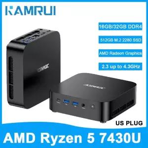KAMRUI 게이밍 미니 PC AMD Ryzen5 7430U 32GB/16GB DDR4 512GB M.2 SSD 듀얼 채널 Wifi6 4K 트리플 디스플