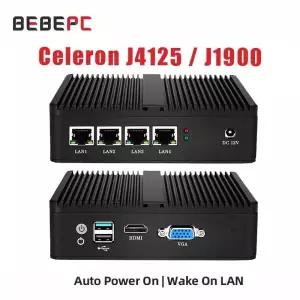 미니 PC 팬리스 Intel N5105 J1900 J4125 N2830 4LAN 기가비트 i211 i225 NIC 컴퓨터 PfSense 서버 방화벽