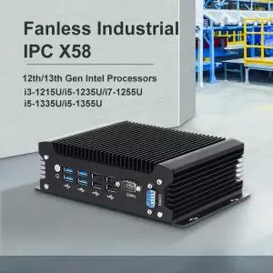 팬리스 산업용 미니 PC 13세대 인텔 코어 i7 1355U 1255U DDR5 M.2 SSD 2x COM RS232 LAN 8x USB WiFi SIM