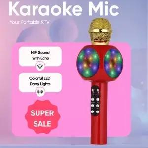 무선 블루투스 노래방 마이크 스피커 휴대용 핸드헬드 HIFI 사운드 에코 LED 라이트 포함 노래 파티 선물용