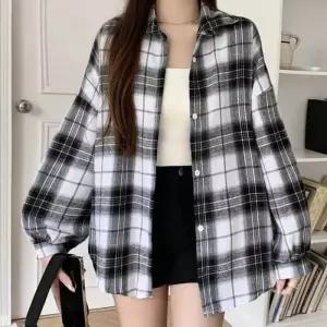 [라일리여성의류] Rly 체크 셔츠 여성 긴팔 롱체크셔츠 오버핏체크남방