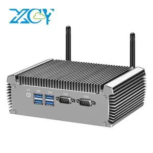 XCY 팬리스 산업용 미니 PC, 인텔 코어 i7-4500U, 2x RS-232 직렬 포트, 듀얼 GbE LAN, 4x USB 지원, 와이