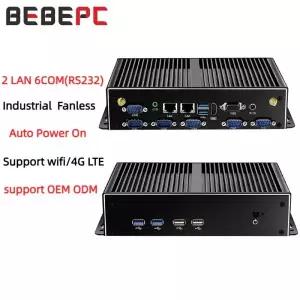 미니 산업용 PC 팬리스 듀얼 LAN 6*COM 4G LTE 코어 i5 4200U i7 4500U J1900 HD WiFi 6*RS232 RS485 Windo