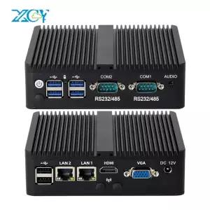 Intel Celeron 팬리스 산업용 IoT 미니 PC J6412 J2900 J1900 2x COM RS232 RS485 기가비트 이더넷 지원 Wi