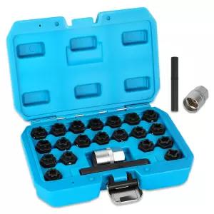 VW 폭스바겐 VAG와 호환되는 BELEY 22PCS 휠 잠금 너트 키 키트 도난 방지 러그 소켓 어댑터 세트