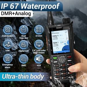 ABBREE AR-880 디지털 무전기 DMR 10W IP67 방수 UHF/VHF 듀얼 밴드 2.4인치 대형 컬러 스크린 VOX 햄 라디