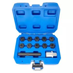JEULL 12PCS 휠 잠금 너트 키 키트 메르세데스 벤츠 호환 소켓 어댑터 세트 도난 방지 러그 제거 도구 블랙