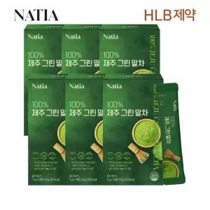 HLB제약 나티아 스틱라떼 프리미엄 녹차 100% 제주 그린말차 14개입 x6박스